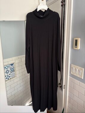 Eileen Fisher Black Long-Sleeve Turtleneck Maxi Dress